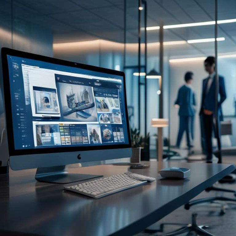 Tampilan layar portofolio interaktif modern dengan desain UI UX profesional untuk perusahaan B2B.