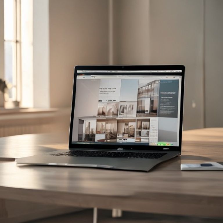 Tampilan dashboard portofolio agensi profesional yang menampilkan studi kasus proyek dengan desain modern dan bersih pada layar laptop.